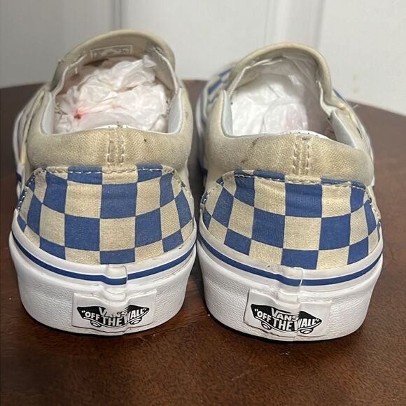 🔥 Vans Off The Wall Blue/Off White Checkered  Slip On Sneakers Men 5  Women 6.5 - Picture 6 of 11